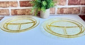 Anchor Hocking Cameo Ballerina Yellow Depression Glass Grill Plates